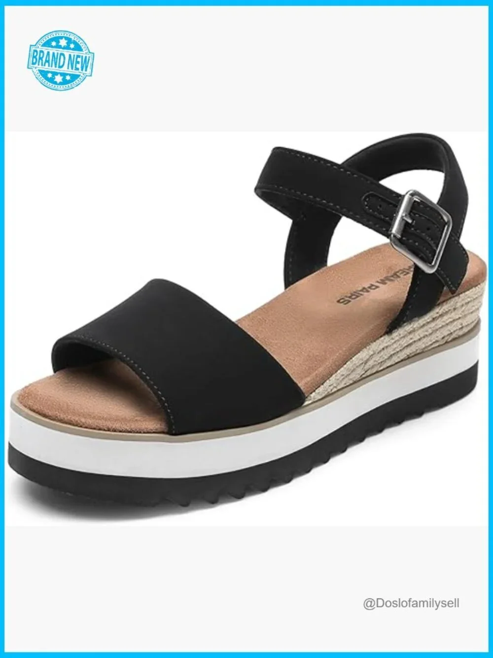 Open Toe Buckle Ankle Strap Espadrille Platform Wedge Sandals Espadrilles